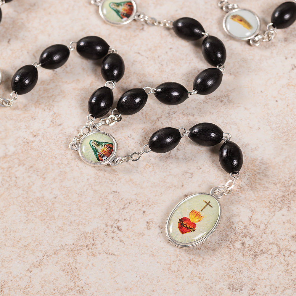 Black Glass Chaplet of the Five Wounds