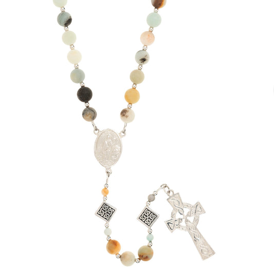 Irish Rosary with Sterling Silver Centerpiece and Cross