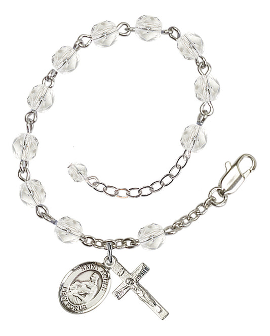 St. Agnes Of Rome Crystal April Rosary Bracelet 6mm