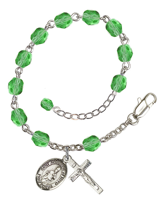 St. Augustine Of Hippo Green August Rosary Bracelet 6mm