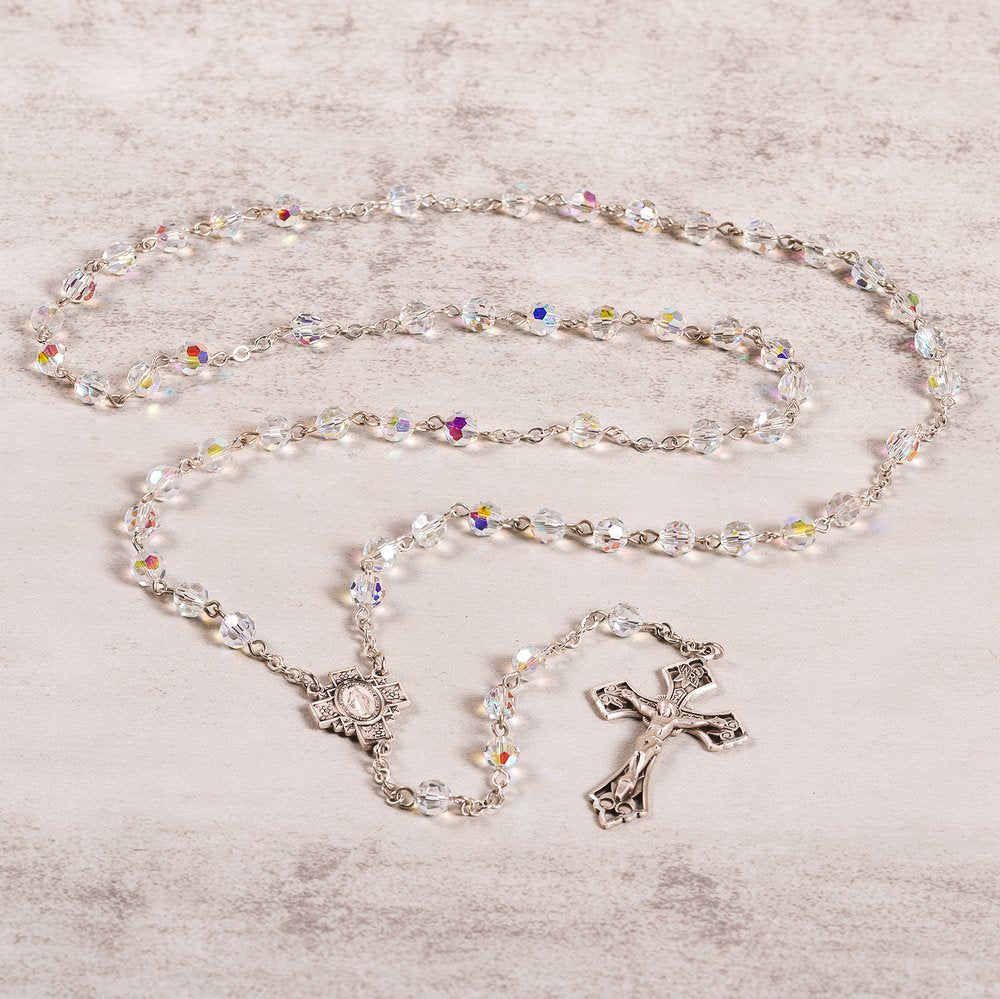 Swarovski Clear Crystal and Sterling Rosary