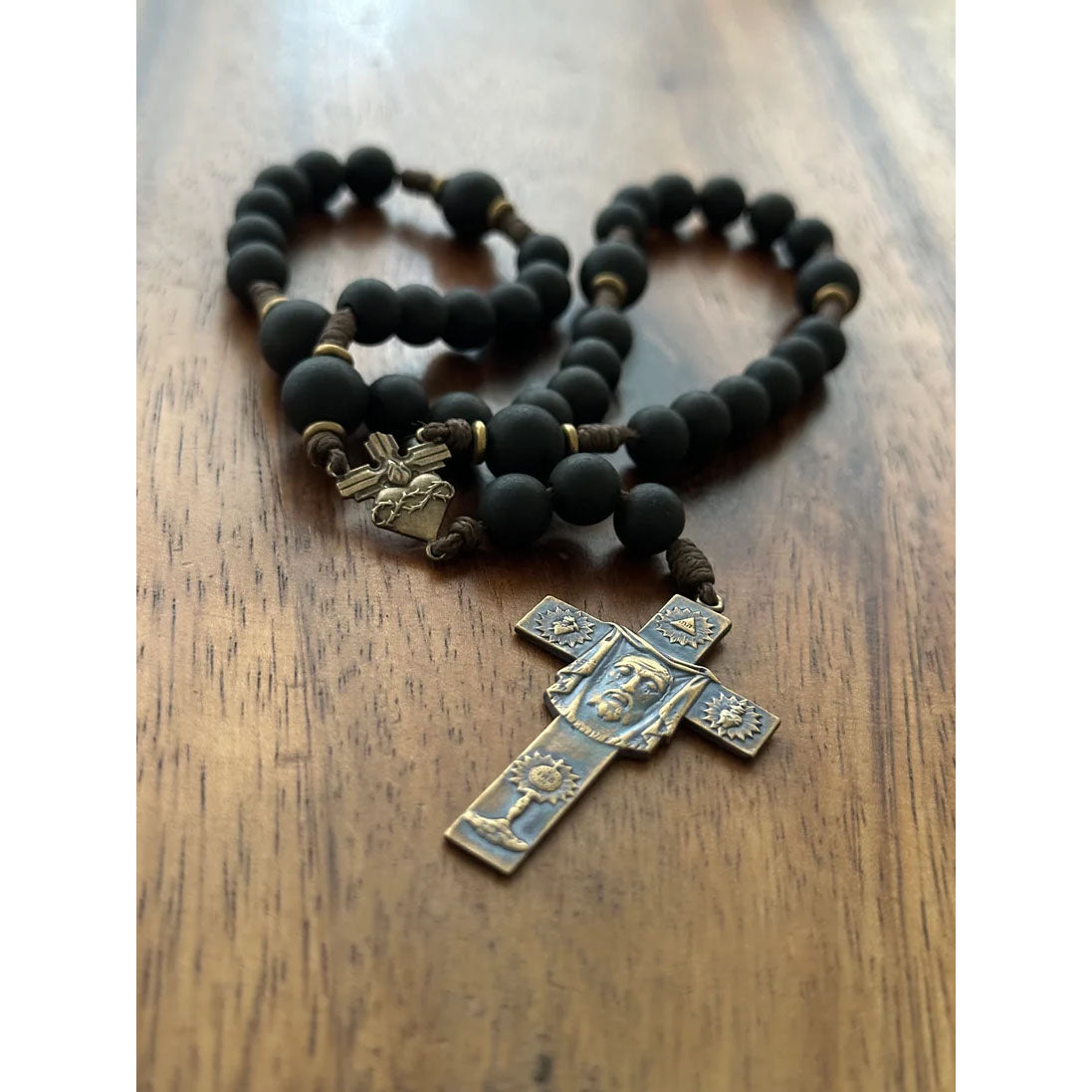 Handcrafted Matte Black Holy Face of Jesus Chaplet