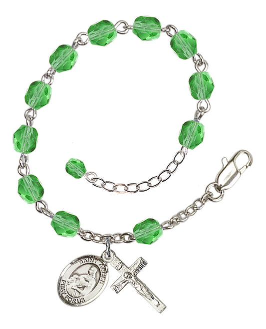 St. Agnes Of Rome Green August Rosary Bracelet 6mm