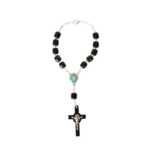 Black Wood St. Benedict Auto Rosary with Jubilee Medal Crucifix