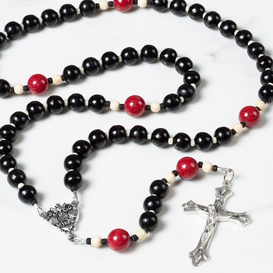 RCIA Black Wood Rosary with Prayer Card