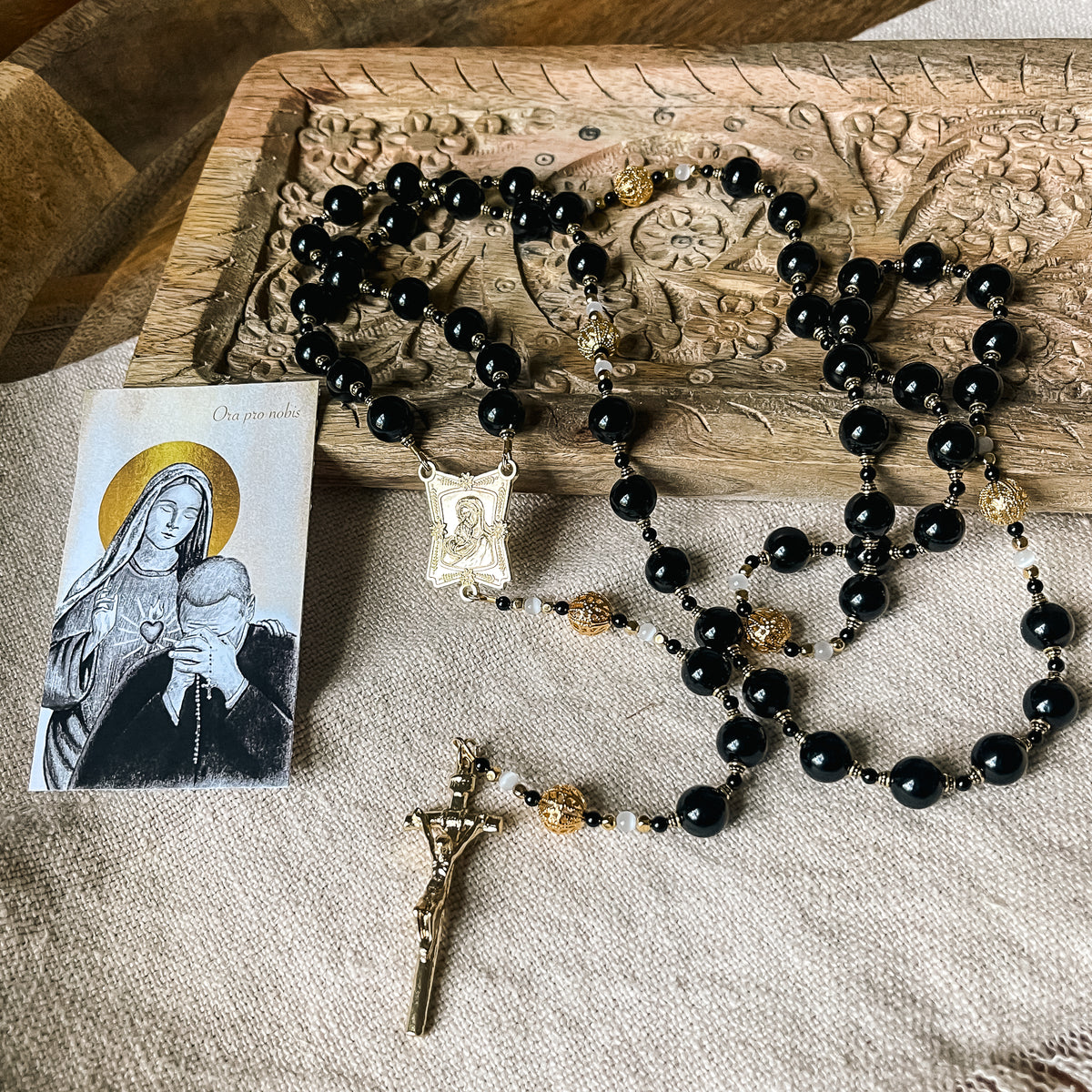 Onyx & Gold Rosary for Priests – Rosary.com