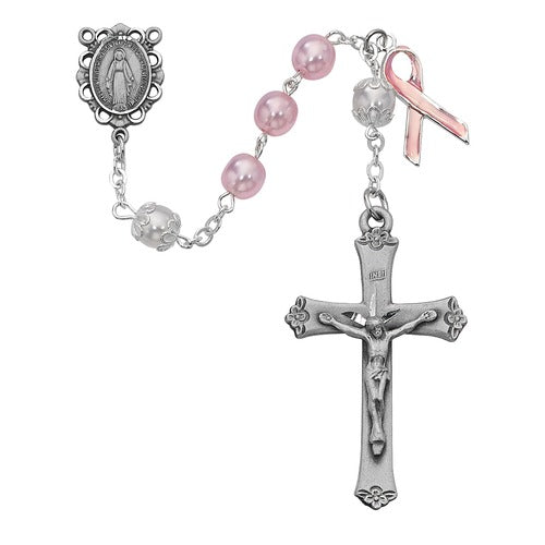 Pink Pearlized Cancer Rosary