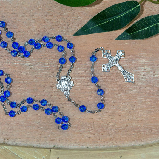 Swarovski Sapphire and Sterling Silver Rosary