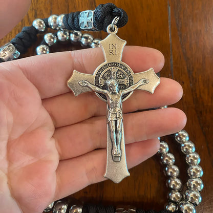 Deluxe Black Paracord & Stainless Steel St. Michael Rosary