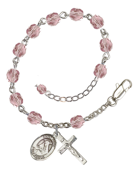 St. Rose Of Lima 6mm light purple June Rosary Bracelet