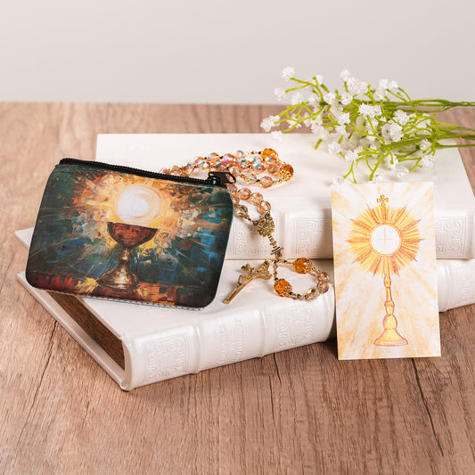 Adoration of the Lord Rosary & Holy Eucharist Pouch Gift Set