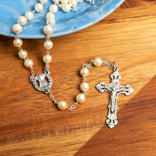 Sterling Silver Pearl Rosary