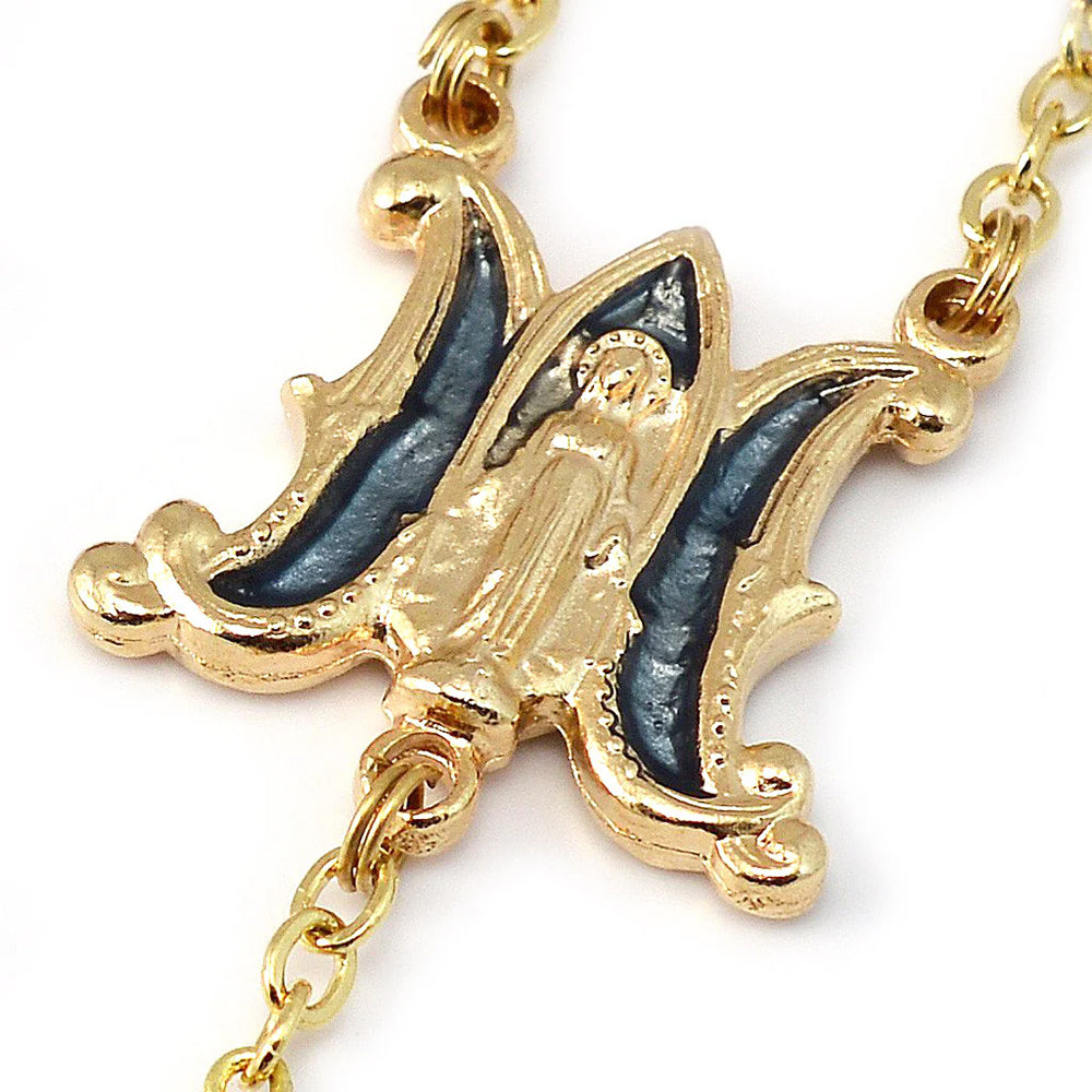 Ghirelli Miraculous Medal Gold & Blue Rosary