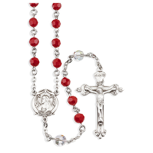 Sterling Red Crystal Sacred Heart Chaplet