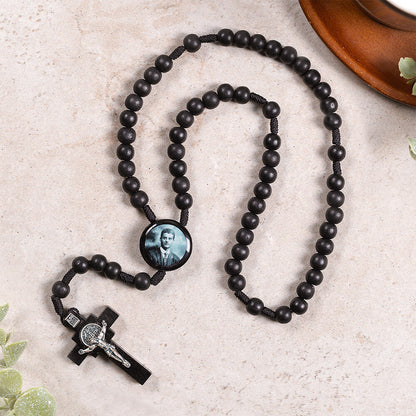 Black Wood Corded St. Pier Giorgio Frassati Rosary
