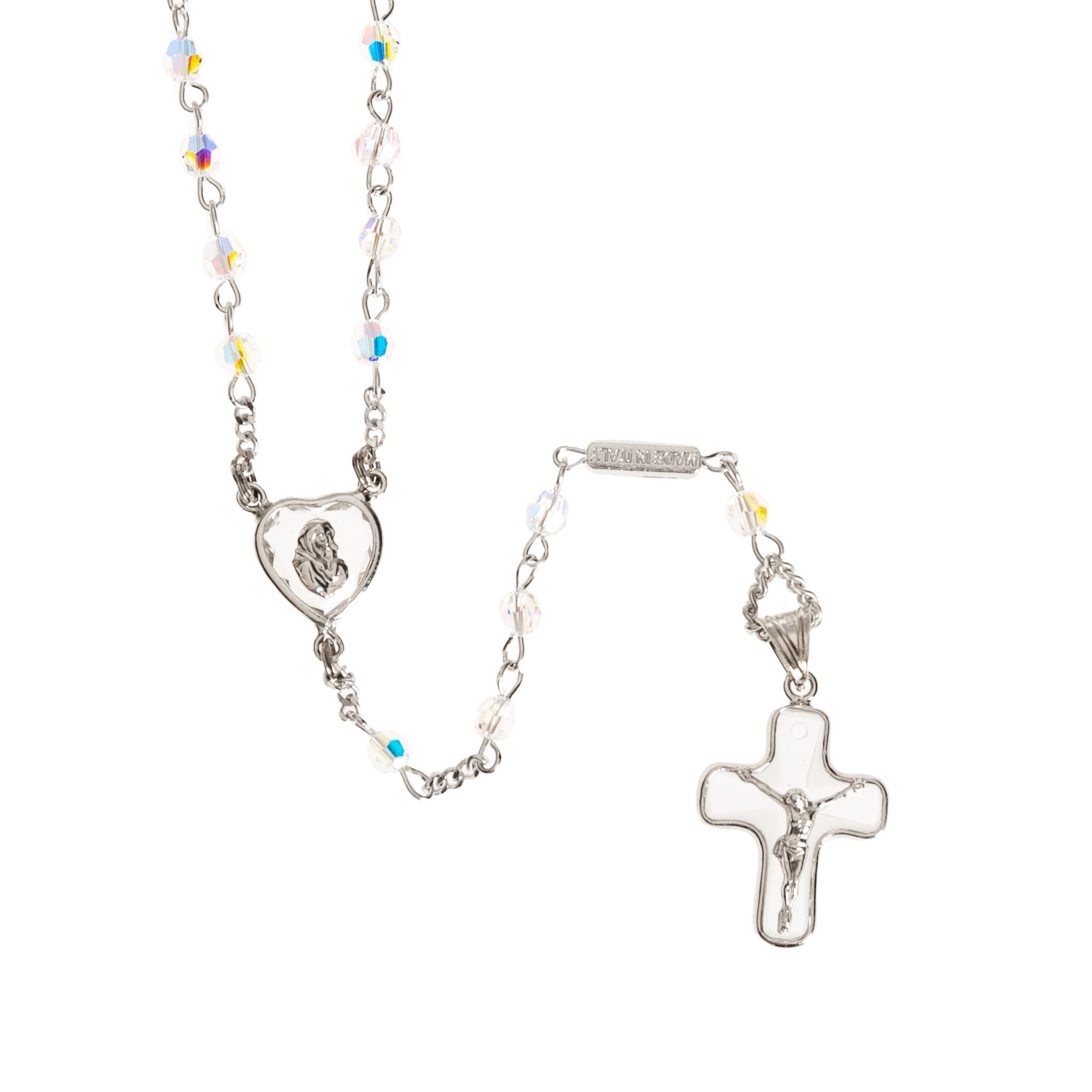 AB Aurora Borealis Clear Crystal Jubilee Rosary – Made In Italy, Vatican Souvenir