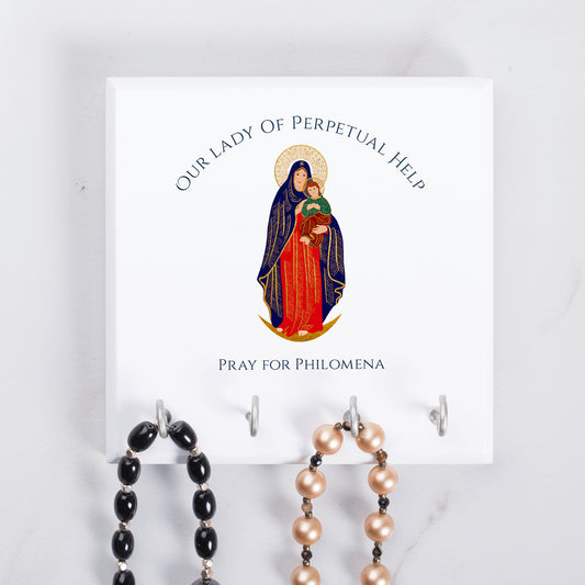 Personalized Our Lady of Perpetual Help Rosary Rack