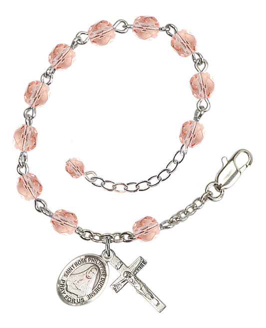 St. Rose Philippine Duchesne Pink October Rosary Bracelet 6mm