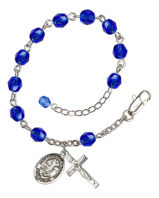 St. Catherine Of Bologna Blue September Rosary Bracelet 6mm