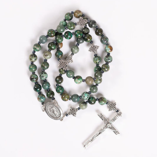 St. Jude African Pine Agate Rosary