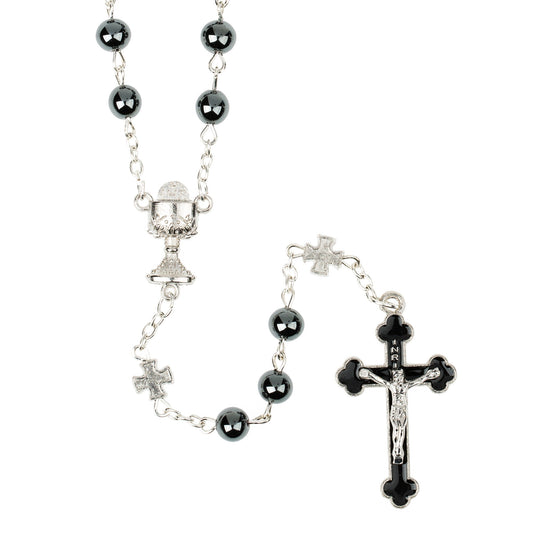 First Communion Hematite Rosary