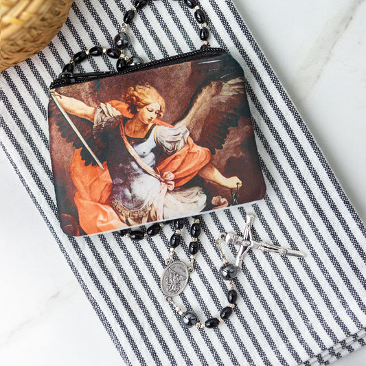 St Michael Rosary and Pouch Set