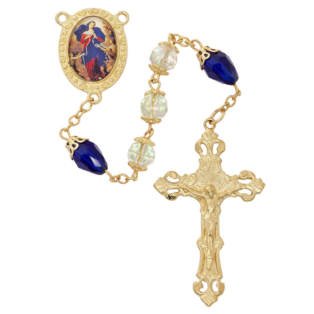 Blue Teardrop & Gold Undoer of Knots Rosary