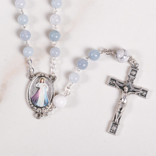 Angelite & Aulite Divine Mercy Chaplet Rosary