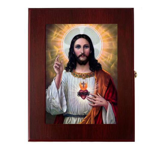 Sacred Heart Icon Ornate Rosary Keepsake Box