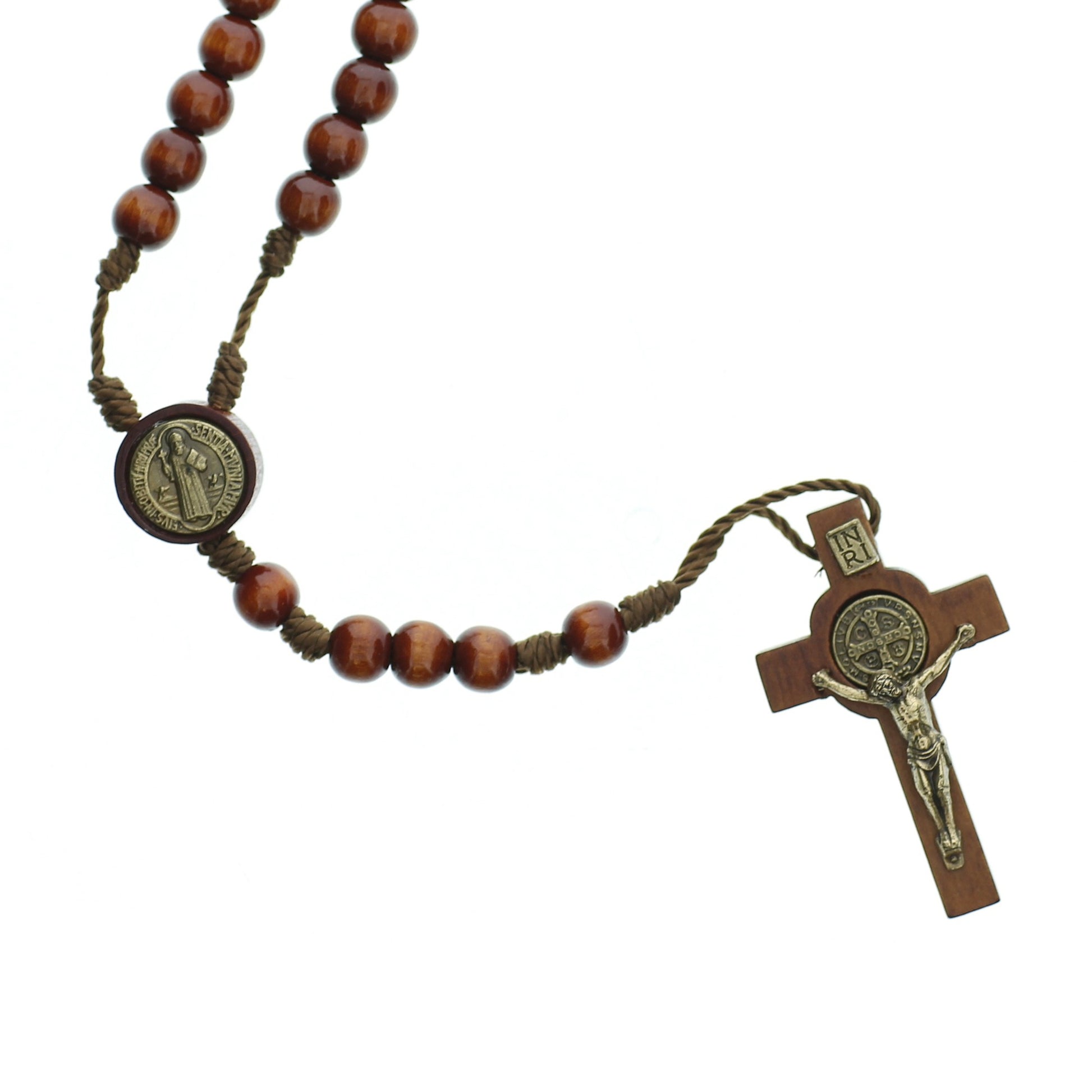 Brown Wood St. Benedict Rosary with Clasp