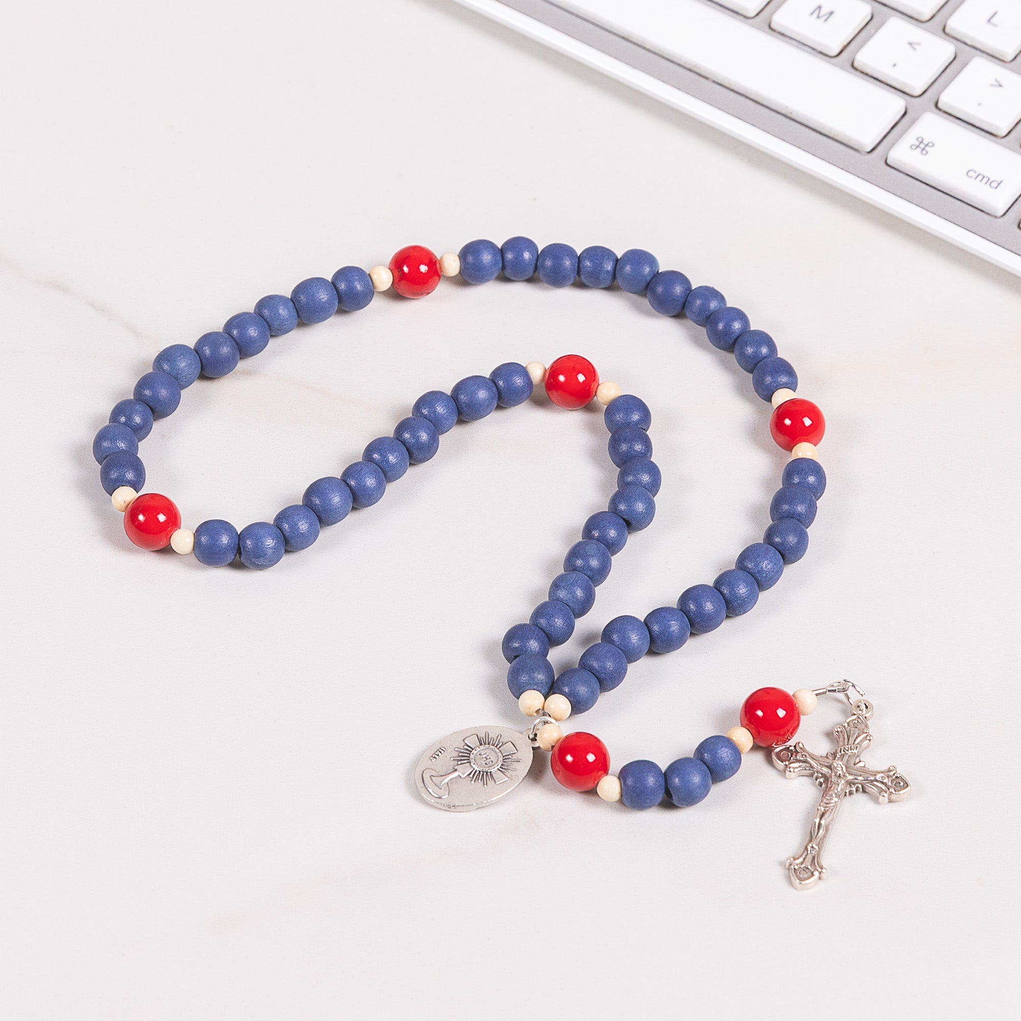 St. Carlo Acutis Blue Wood & Red Mountain Jade Rosary – Rosary.com