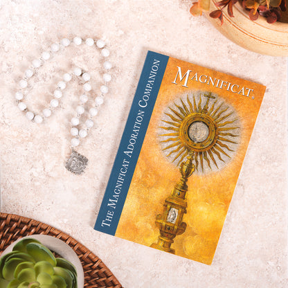 Gray Wood Blessed Sacrament Chaplet & The Magnificat Adoration Companion (Gift Set)