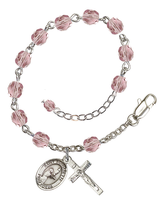St. Bernadette 6mm light purple June Rosary Bracelet