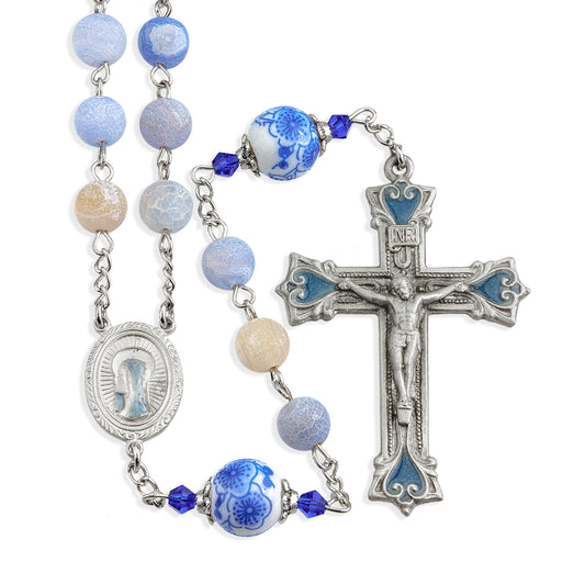 Light Blue Satin Agate Rosary