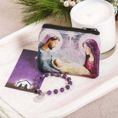 St. Andrew Christmas Novena Bracelet & Rosary Pouch Set