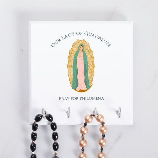 Personalized Our Lady of Guadalupe Rosary Rack