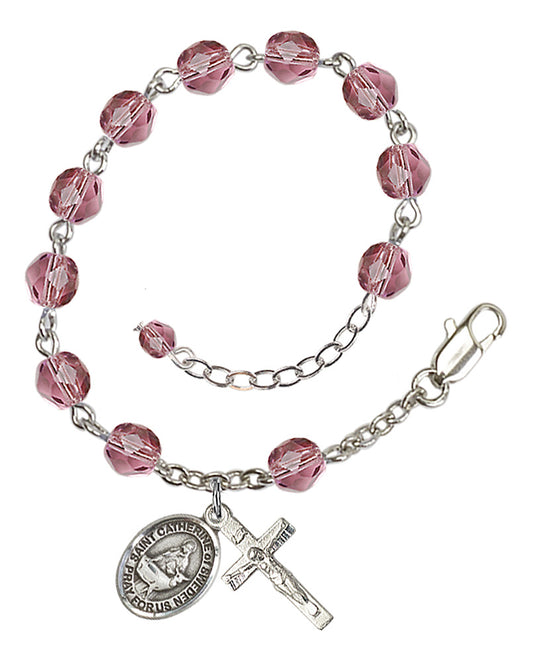 St. Catherine Of Sweden Purple February Rosary Bracelet 6mm