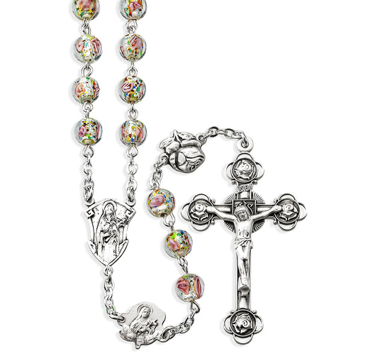Sterling Silver & Murano Glass St. Therese Rosary