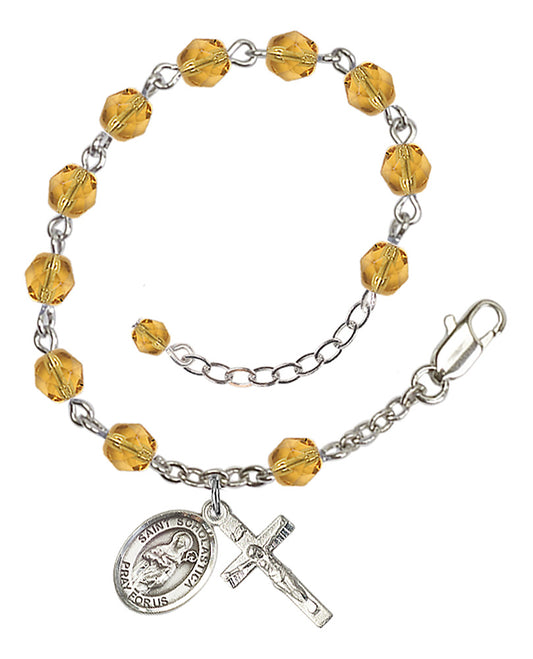 St. Scholastica Yellow November Rosary Bracelet 6mm
