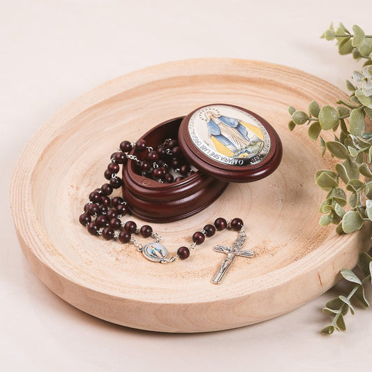 Itailan Miraculous Medal Rosary Box & Rosary Set