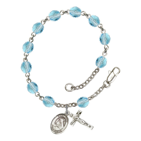 St. Rose Of Lima Aqua Blue March Rosary Bracelet 6mm