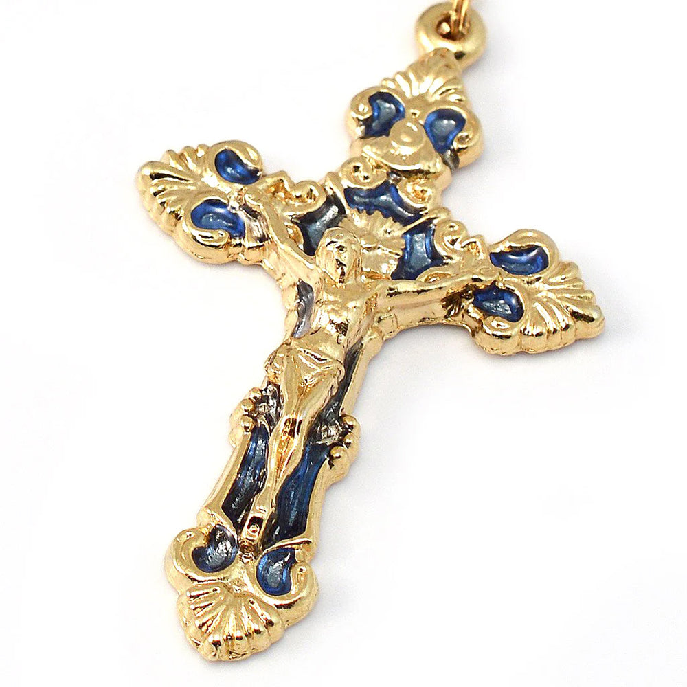 Ghirelli Miraculous Medal Gold & Blue Rosary
