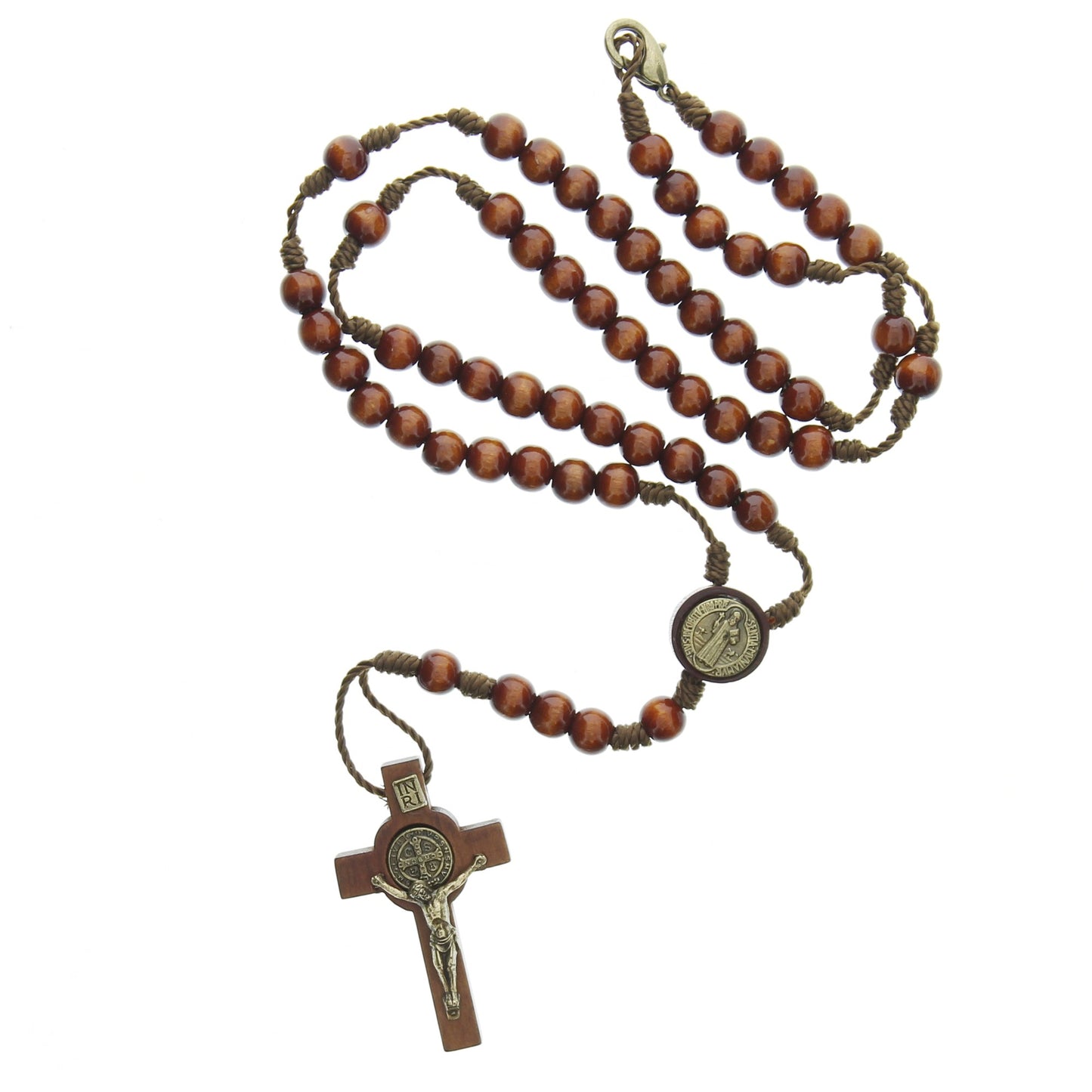Brown Wood St. Benedict Rosary with Clasp