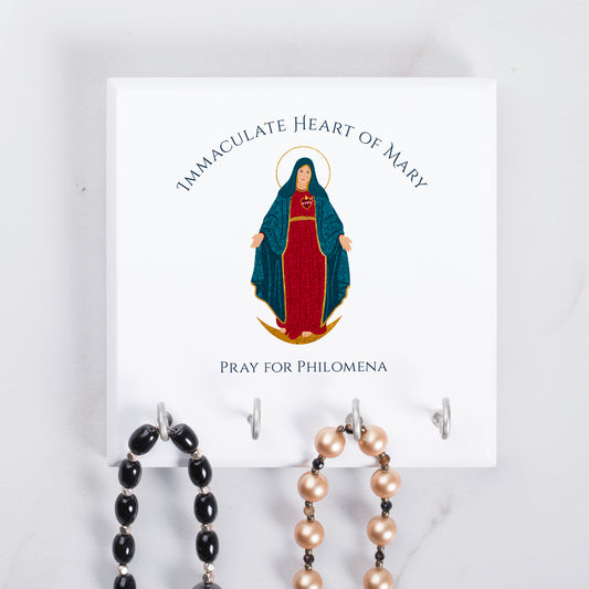 Personalized Immaculate Heart Rosary Rack