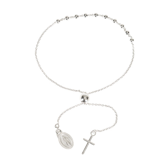 Sterling Adjustable Rosary Bracelet with Miraculous Medal