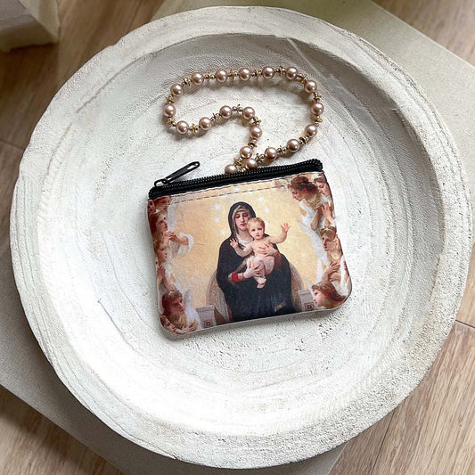 Personalized Queen of Angels Rosary Pouch