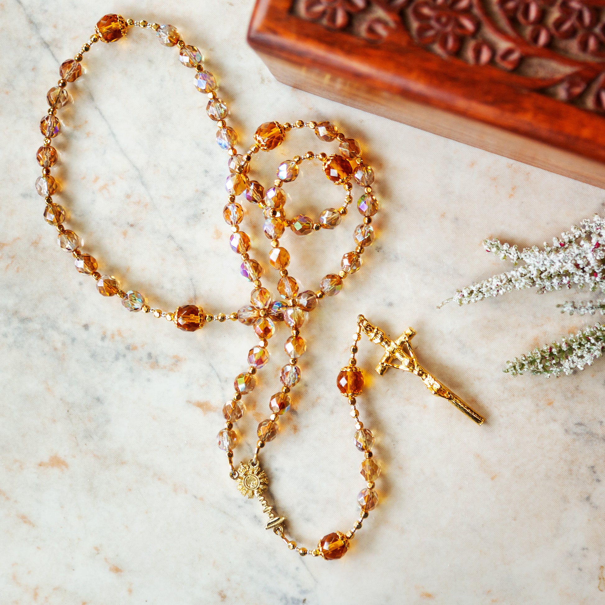 Adoration of the Lord Golden Crystal Rosary