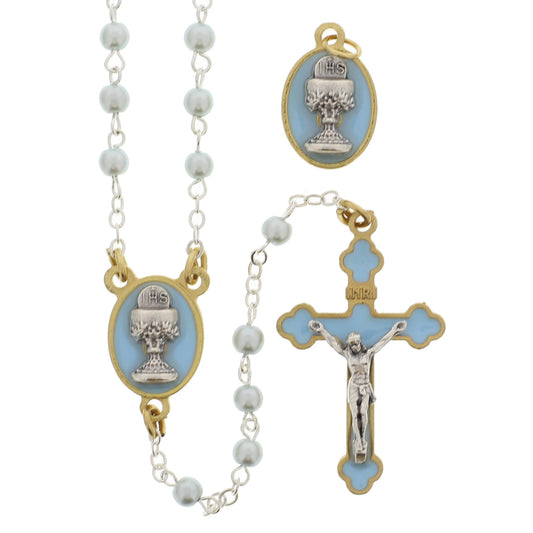 Blue First Communion Rosary & Medal - Gift Set