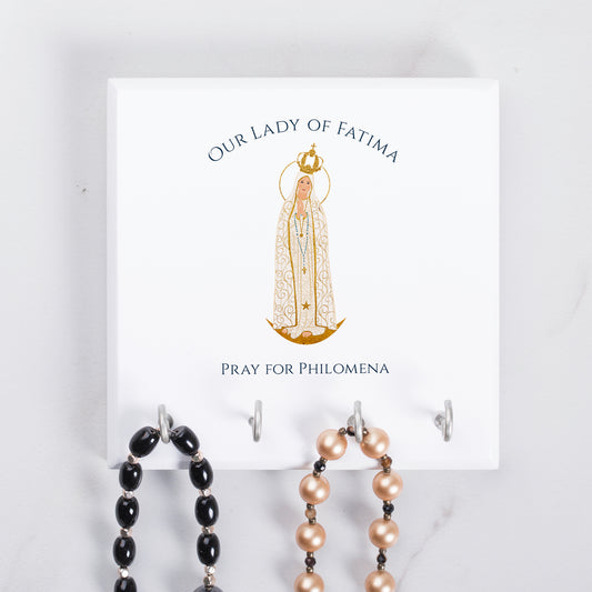 Personalized Our Lady of Fatima Rosary Rack