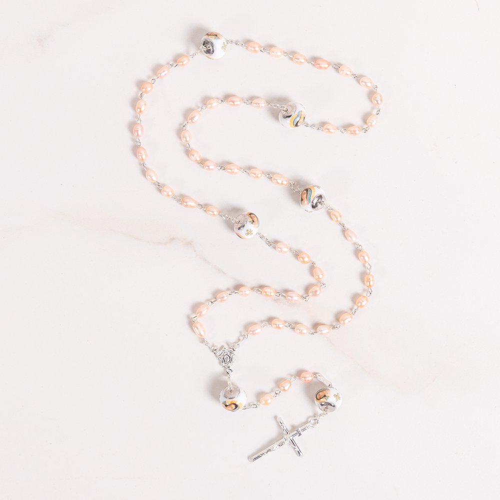 Italian Freshwater Pearl & Our Lady of Guadalupe Rosary